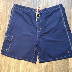 Polo Ralph Lauren Swim Trunks Mens Blue Lined Pockets Drawstring 3XL